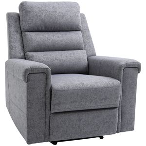 Poltrona Reclinabile Moderna in Lino con Braccioli e Schienale Imbottiti per Home Theater - Grigio - Product Image 1