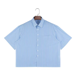 เสื้อเชิ้ตแขนยาวลายทางผ้าโพลีเอสเตอร์/คอตตอน ยี่ห้อ Self Industries สวมใส่สบาย ระบายอากาศได้ดี น้ำหนัก 140 กรัม ปกคอพับได้ สำหรับผู้ชาย ฤดูร้อน - Product Image 1