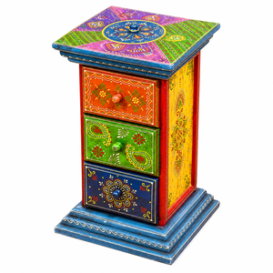 Armoire de rangement en bois artisanale |   Organisateur de décoration intérieure indien peint à la main - Product Image 3