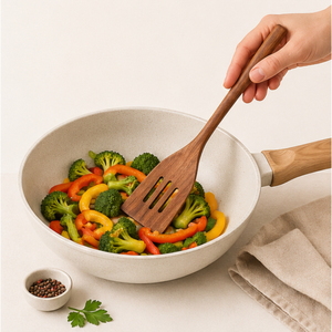 Ensemble de cuillères de cuisine en bois de style moderne, ustensiles de cuisine en teck antiadhésifs, spatule en bois résistante à la chaleur et outils de service pour pâtes - Product Image 4