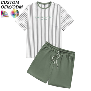 Conjuntos de Camisetas de Algodón Tejido para Hombre, Transpirables, de Dos Piezas, Ropa Casual de Verano, Logotipo Personalizado, Soporte OEM ODM para Venta al Por Mayor - Product Image 1