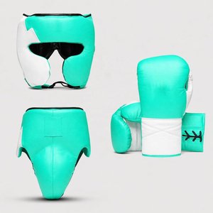 Nuevo conjunto de boxeo personalizado, fabricado en fábrica, último modelo profesional, guantes de boxeo de cuero, protector inguinal y protector de cabeza. - Product Image 4