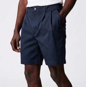 Shorts en coton pour hommes, décontractés, coupe ample, respirants, taille mi-haute, fermeture boutonnée, 100 % polyester, shorts chauds, longueur genou, shorts d'été pour hommes - Product Image 3