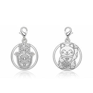 Breloques personnalisées en métal avec logo, chat porte-bonheur et griffe de homard pour la création de bijoux - Product Image 1