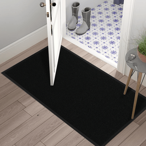 Tappeto d'ingresso commerciale in PVC composito nero 90x150x1.2cm, extra lungo, spesso, resistente, a pelo riccio, per protezione del pavimento e benvenuto - Product Image 1