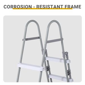 Scala di Sicurezza per Piscine e Spa da 52 Pollici con Telaio Grigio Ferro e Gradini Metallici Bianchi, 4 Gradini con Corrimano - Product Image 5