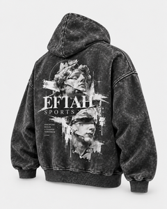 Sweat à capuche oversize délavé pour homme, noir, style streetwear, avec imprimé statue grecque au dos, prix de gros, conception personnalisée OEM - Product Image 1