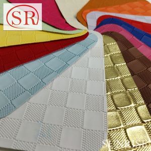 Tessuto all'ingrosso con texture lichi custom design in finta pelle per portafoglio tessuto <span class=keywords><strong>a</strong></span> scacchi rosa e verde per borse - Product Image 6