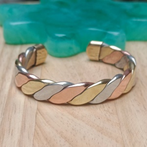 Elegant <b>Copper</b> Brass Aluminium Braided Cuff <b>Bracelet</b> Adjustable Open Bangle Unisex Handmade Jewelry Wholesale Supplier - Product Image 6