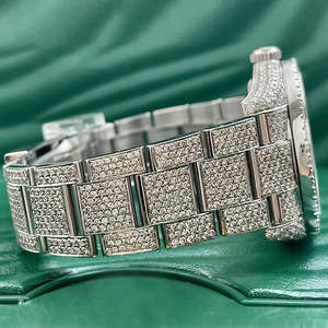 Reloj de Lujo con Diamantes, Movimiento de Cuarzo, Moissanita, Esfera Blanca Personalizada VVS, Estilo Hip Hop, Edición Limitada para Hombre - Product Image 6