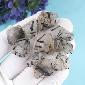 10 Piezas de Cuarzo Rutilado Negro Natural de 14-16MM, Gemas Sueltas en Bruto, Cristales Crudos Reales para Joyería - Product Image 1