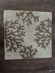 Set de table carré en tissu avec motif de feuille perlée, style campagnard, antidérapant, diamètre 400 mm - Product Image 4