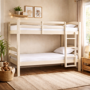 Lit superposé blanc minimaliste personnalisable, meubles de chambre à coucher en bois sur mesure pour enfants - Product Image 3