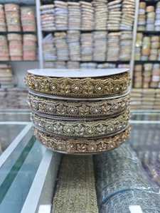 Rouleaux de dentelle brodée Zari métallique exquise de qualité supérieure, garniture de style traditionnel, pour vêtements de mariée ethniques et chaussures, écologiques et personnalisables - Product Image 4