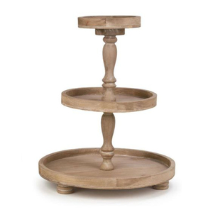 Soporte de Pastel de Diseño Moderno y Lujoso para Hotel, Decoración Hecha a Mano, Soporte de Pastel de Madera de 3 Niveles - Product Image 1