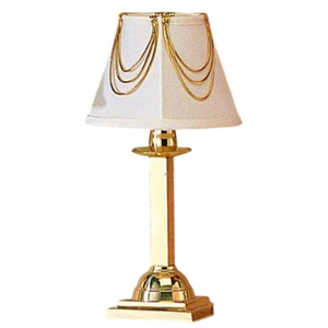 Elegante Lámpara de Mesa de Latón Pulido con Pantalla Cuadrada Blanca y Cadena Dorada, Lámpara de Escritorio Moderna para el Hogar y Hoteles - Product Image 1