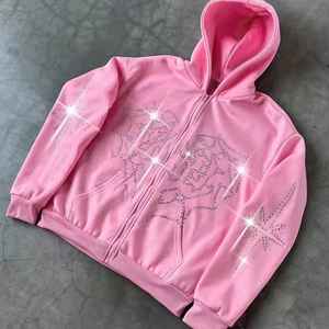 Ensemble jogging deux pièces surdimensionné avec logo personnalisé en strass pour homme, en coton de haute qualité, imperméable et respirant, idéal pour l'hiver - Product Image 5