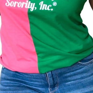 Camiseta de chenilla verde y rosa 1908 para mujer, manga corta, cuello redondo, bloques de color, algodón, estampado gráfico, estilo casual y moderno - Product Image 5