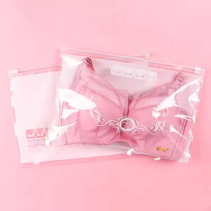 Vente directe d'usine, sacs en polyéthylène de haute qualité avec fermeture éclair métallique, motif rectangulaire et impression de logo personnalisé pour vêtements - Product Image 1