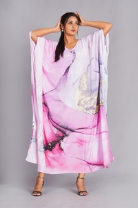 Hot <b>Sale</b> Women's Satin Floral Print Indian Cotton Kaftan <b>Spring</b> Summer Breathable Vacation Dress Bohemian Beachwear Coverup - Product Image 3