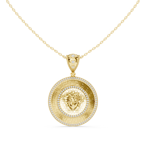 Collar con Colgante de Diamante Cultivado en Laboratorio en Oro Blanco de 14K, Collar con Dije Redondo para Mujer, Regalo para Boda o Fiesta - Product Image 1
