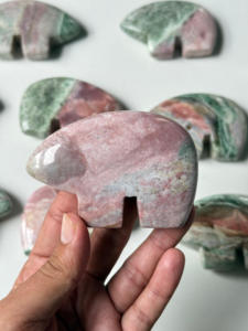 หินแจสเปอร์ยูนิคอร์นธรรมชาติแกะสลักรูปหมีซูนี งานฝีมือประณีต คริสตัลบำบัดคุณภาพเยี่ยม รูปปั้นสัตว์สำหรับตกแต่งและเป็นของขวัญ - Product Image 4