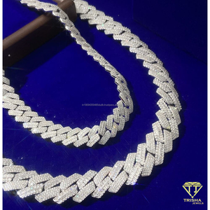 Chaîne cubaine en argent sterling 925 pour hommes et femmes, sertie de diamants Moissanite, bijoux en gros, fournisseur - Product Image 3