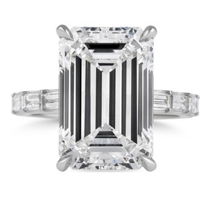 9.50 Carat Emerald Cut Yellow <b>Gold</b> Rhodium Plated Diamond Baguette Band <b>Ring</b> for Engagement & Anniversary - Product Image 1