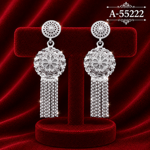Pendientes Colgantes de Filigrana Modernos en Tono Plateado con Baño de Oro y Circonitas, Joyería Vintage con Cadena Circular de Cuerda para Mujer - Product Image 4