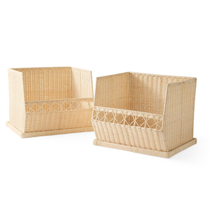 Natural Rattan Stackable Storage Bins <b>Square</b> Design Kids Room Organizer Sustainable <b>Basket</b> Set Wholesale Bulk Supplier Factory - Product Image 2