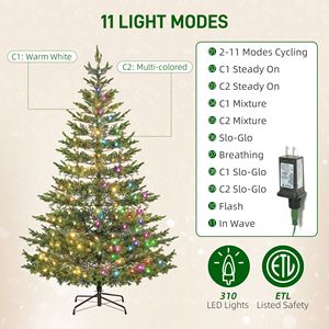 "9ft Artificial Christmas <b>Tree</b> W/ <b>LED</b> Lights & Stand Sparse Cedar 4306 Tips for Home Office Holidays" - Product Image 4