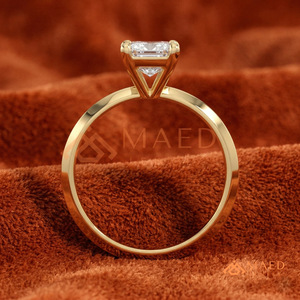 14K Yellow Gold Emerald Cut <b>Solitaire</b> <b>Ring</b> – Modern Knife-Edge Gold Engagement Band Yellow Gold Over <b>Silver</b> Emerald <b>Solitaire</b> - Product Image 3