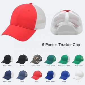 Custom Leather Patch Logo Classic 6 Panel Pre-Curved Brim Mesh Snap Back 112 Trucker Hat Cap 6 Panels Trucker Cap - Product Image 2