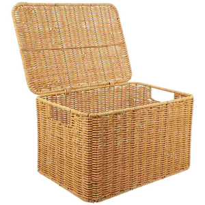 Panier en jonc de mer tressé à la main en rotin et bambou pour l'organisation, panier de rangement pour vêtements et cadeaux de Noël en tissu - Product Image 1