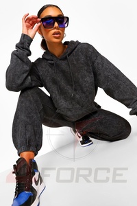 New Arrival Women's Oversized Vintage Acid Wash Distressed Hoodie Custom 3D Silk Screen Printed <b>Thick</b> Cotton Breathable for - Product Image 2