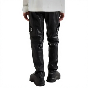 ELYSIAN INDUSTRIES <b>Men</b> <b>Leather</b> <b>Pants</b> Casual Straight Fit Mid Waist High-quality Daily Wear Classic Winter Zipper Fly Midweight - Product Image 6