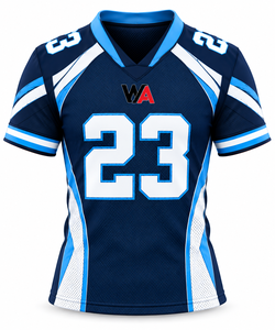 Camiseta de Fútbol Personalizada de Fábrica, Azul Marino, Blanco, Secado Rápido, Cuello en V, Sublimada Profesional, Ropa para el Día del Partido, OEM - Product Image 1