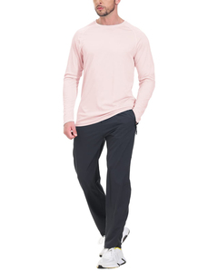 Chemise de protection anti-UV unisexe à manches longues rose clair, séchage rapide, respirante, polyester/spandex, logo personnalisable - Product Image 1