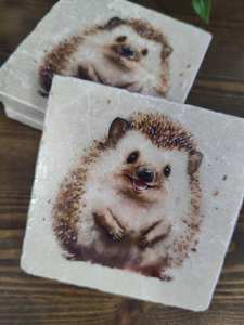 Sous-verres en marbre hérisson des bois, ensemble cadeau artistique rustique hérisson, tapis de table basse - Product Image 5