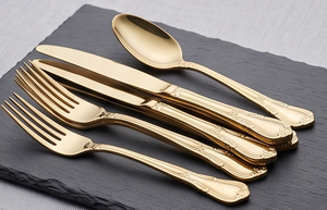 Elegant Gold Plated Flatware Set With Mirror Polish <b>Knife</b> <b>Fork</b> Spoon Dishwasher Safe Metal Cutlery For Wedding - Product Image 4