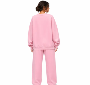 High Quality Streetwear Women's Loose Fit <b>Jogger</b> Suit Polyester Panel Crewneck <b>Matching</b> <b>Sets</b> Casual Pullover Wholesale Tracksuit - Product Image 4