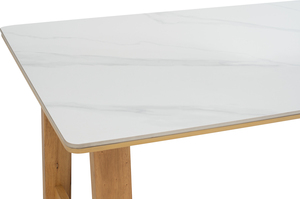 Nordic Modern Rectangular Dining <b>Table</b> with Sintered Stone <b>Top</b> <b>Wood</b> Legs Durable Design for Apartment Home Furniture Seats 6 - Product Image 3