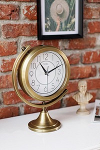 New Brass Desk <b>Clock</b> Circular Quartz <b>Battery</b> Operated Traditional Design Needle Display - Product Image 6