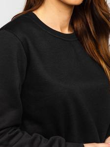 Women's <b>Black</b> Solid Color Tracksuit Full Sleeve Crew Neck Casual Jogger <b>Pants</b> Set Breathable 100% Cotton Autumn Wear - Product Image 5