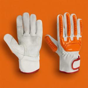 Gants de sécurité TPR avec paume orange, manchette renforcée, antidérapants, bracelet élastique de 10 mil d'épaisseur pour la protection industrielle contre les chocs - Product Image 4