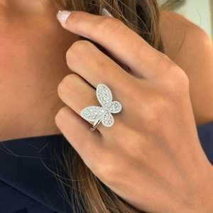 Wholesale 10K 14K 18K Solid Gold Lab Grown Diamond Butterfly <b>Statement</b> <b>Ring</b> Luxury Cocktail <b>Rings</b> Real Gold Jewelry Manufacturer - Product Image 3