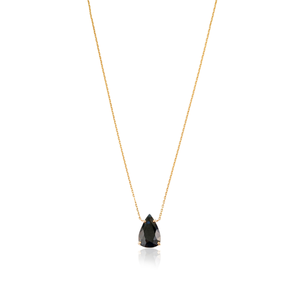 Explore Handmade 12x7.5 mm Pear Shape Black Diamond Solitaire <b>Pendant</b> Necklace Stackable Everyday Wear K14 Yellow <b>Gold</b> Jewelry - Product Image 3