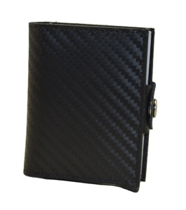 Minimalist Carbon Fiber <b>Card</b> <b>Holder</b> <b>Wallet</b> With Button Closure Black RFID Blocking Credit <b>Card</b> Case - Product Image 1