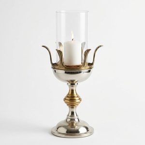 Handmade 46 cm Tall Brass and Glass Candle <b>Lantern</b> with Claw Crown Nickel Antique <b>Gold</b> Finish Votive Holder for Home Decor - Product Image 1