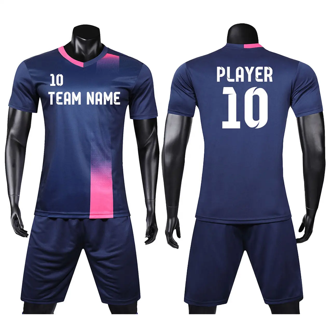 Uniformes de fútbol personalizados Nombre del equipo del club Camiseta de fútbol Conjunto deportivo transpirable con tela de poliéster sublimada Sólido Multi colores